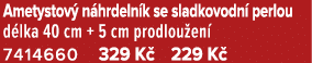 Ametystov n hrdeln k se sladkovodn  perlou d lka 40 cm + 5 cm prodlou en  7414660 329 K  229 K 
